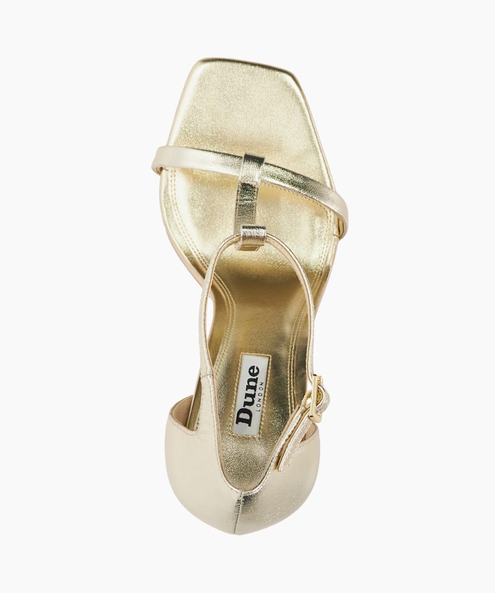 Gold t bar sandals heels cheap