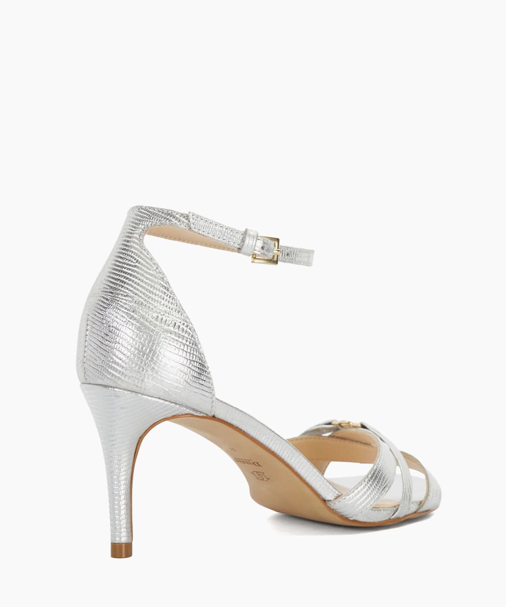 Minnow Silver Multi Strap Open Toe Heel Sandals Dune London
