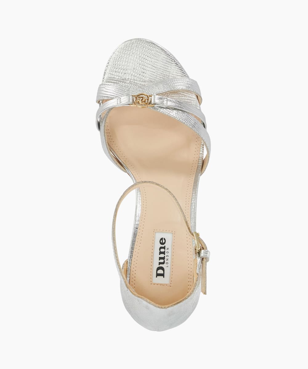 Minnow Silver Multi Strap Open Toe Heel Sandals Dune London