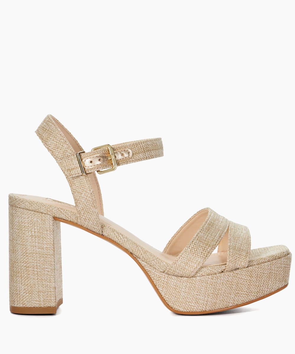 Molten Natural Mid Platform Sandals Dune London