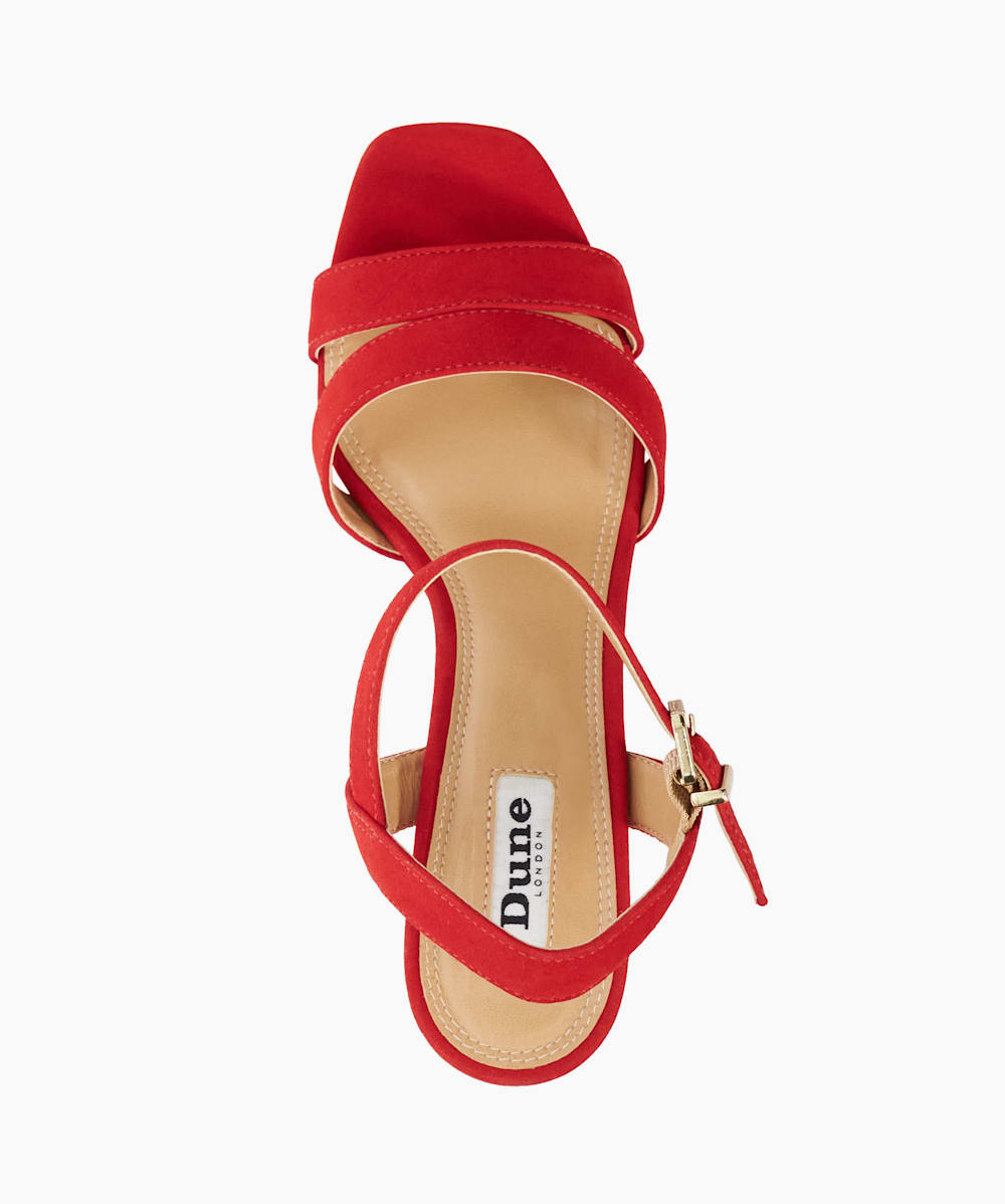 Molten Red Leather Mid Platform Sandals Dune London