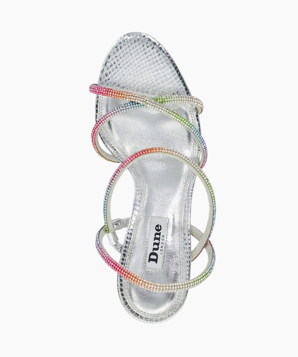 Miraculous Silver Embellished Strap High Heel Sandals Dune London