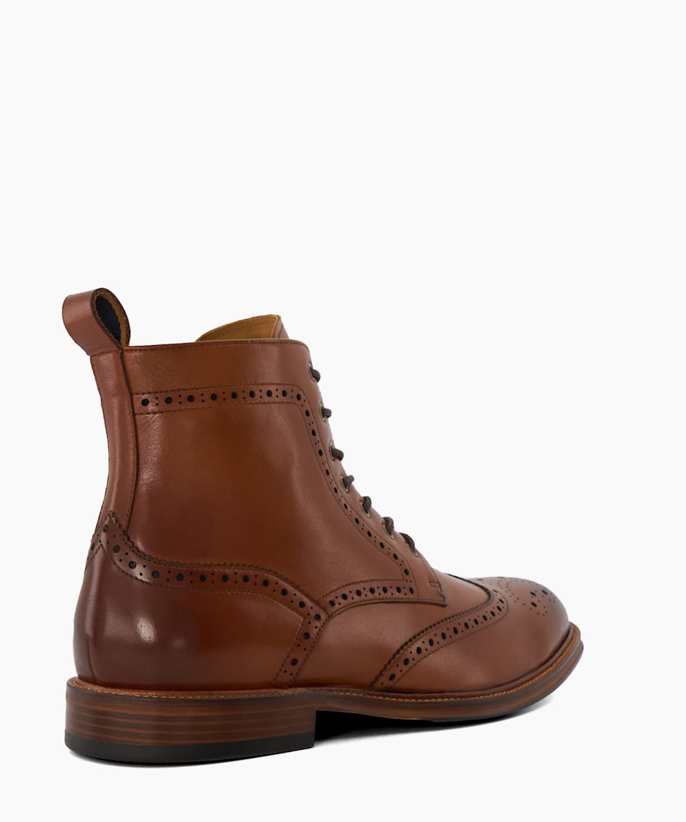 Dune brogue boots in tan clearance