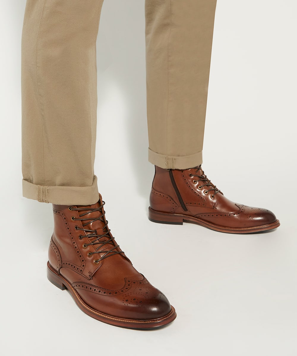 Tan leather brogue on sale boots