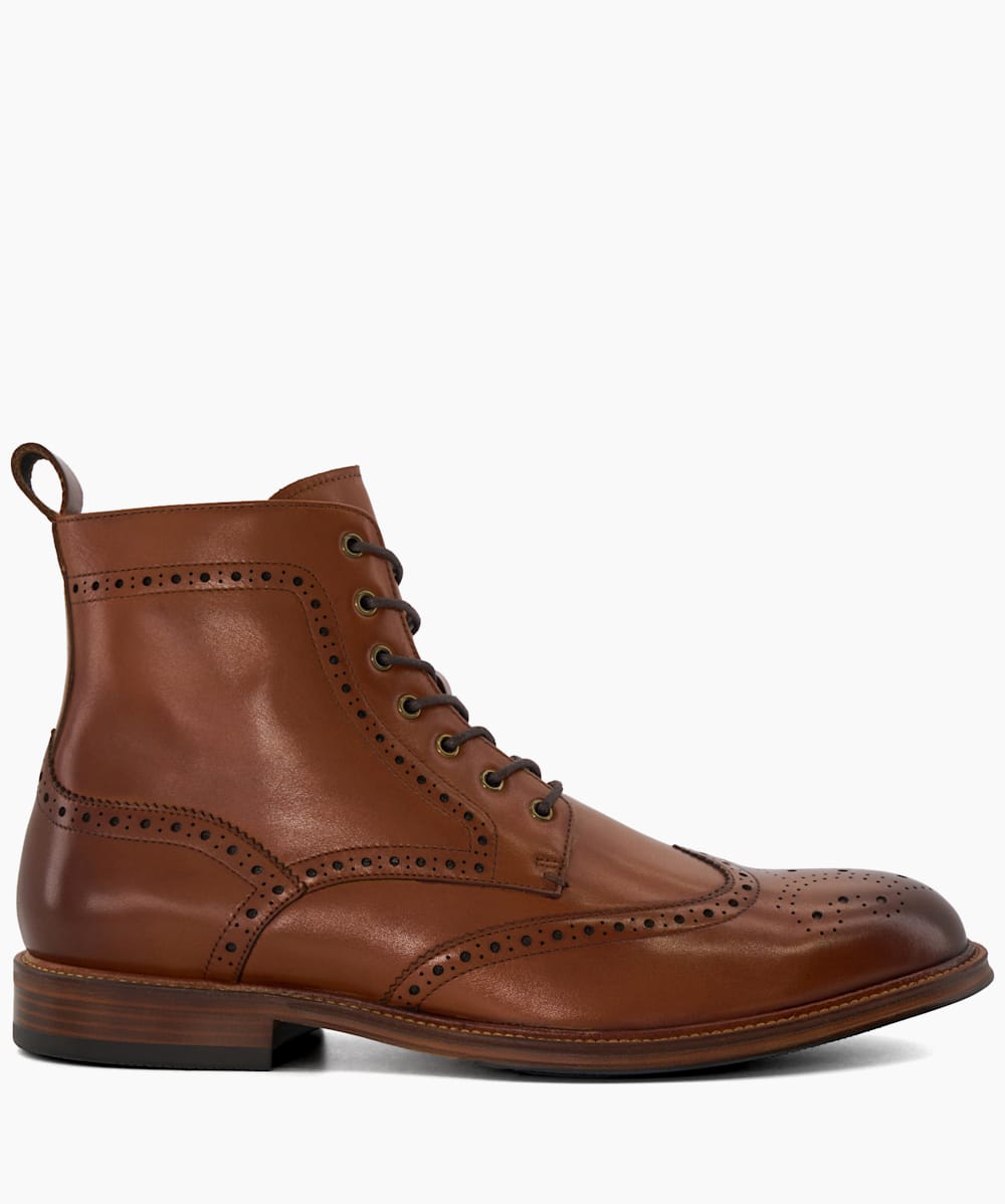 Dune brogue boots in tan outlet