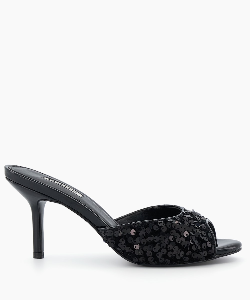 Black sequin mules clearance