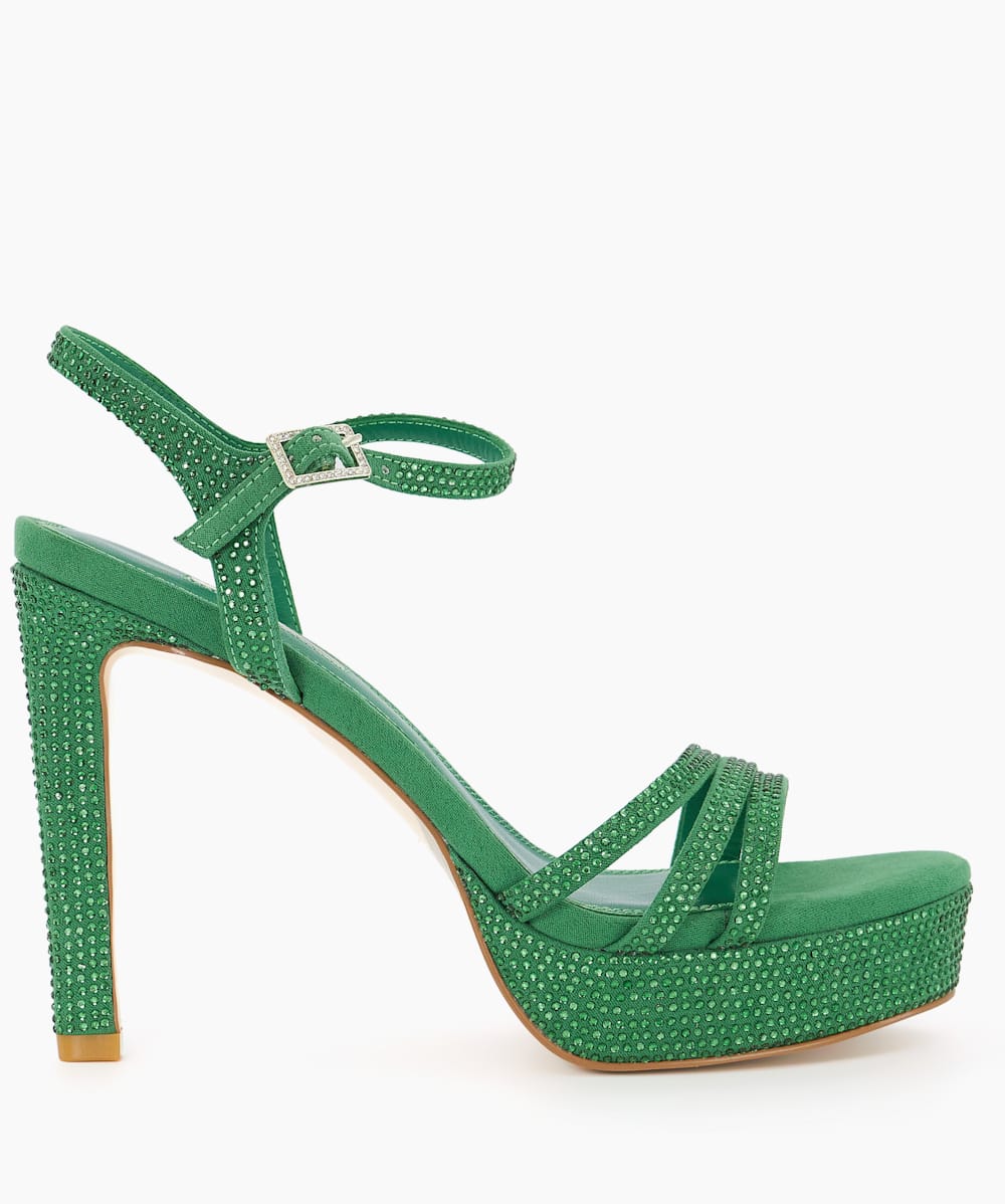 Dark green platform heels top