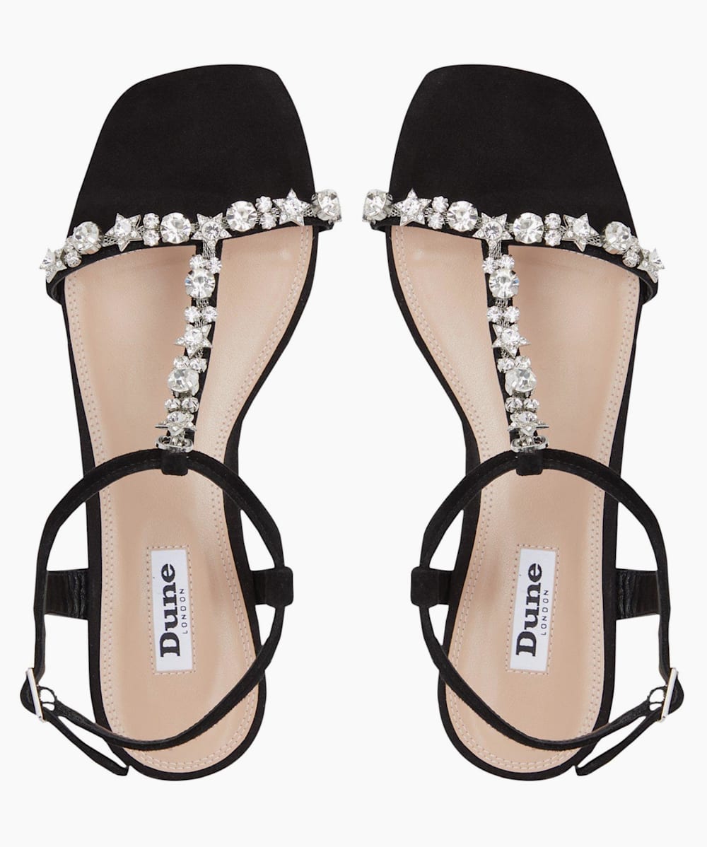 Nasa Black Embellished Flat Sandals Dune London