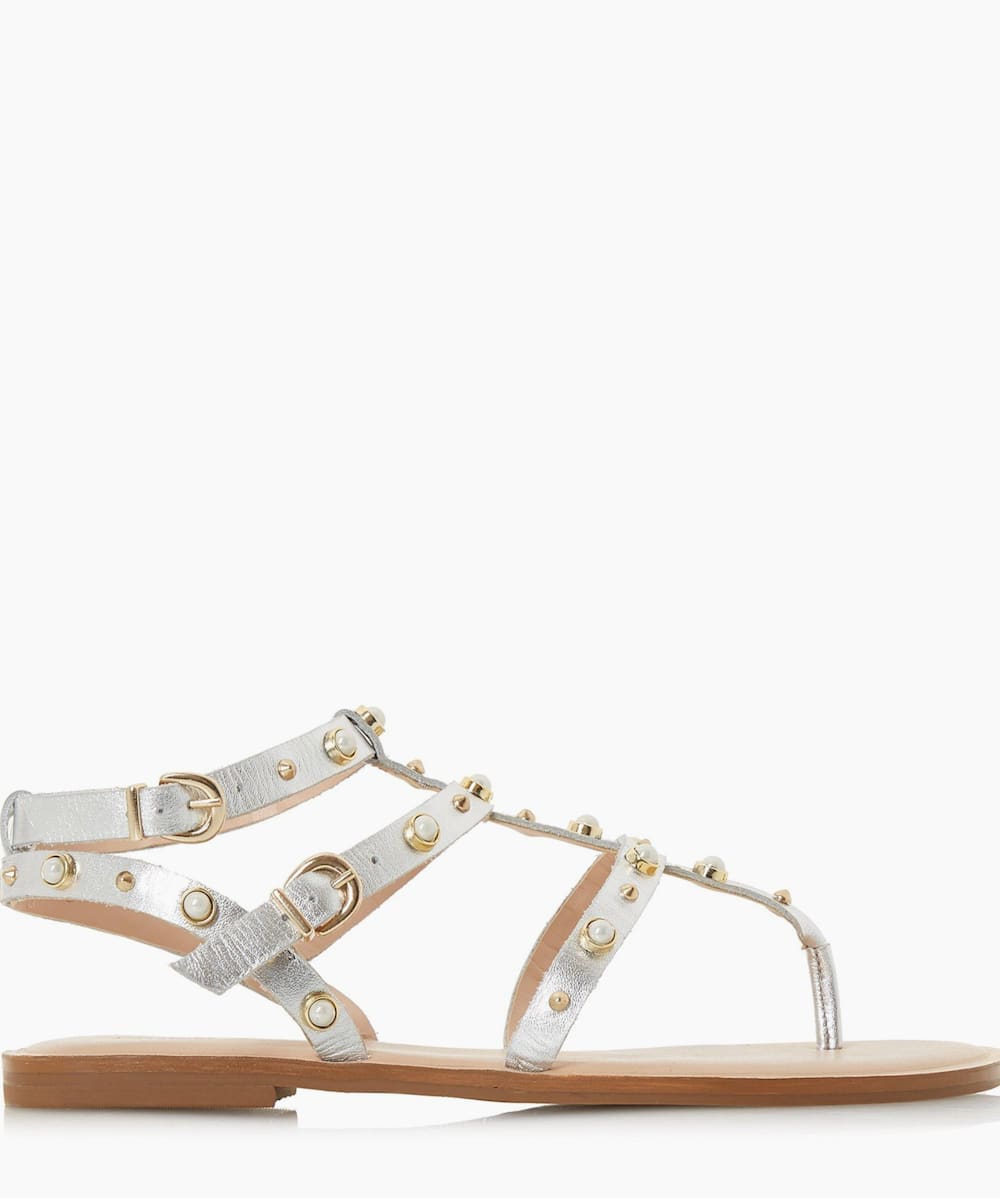 Silver online gladiator sandals