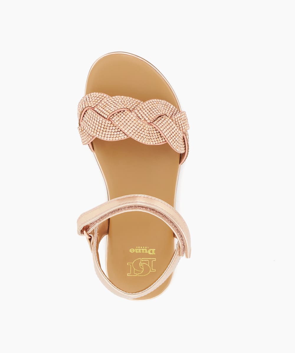 Dune rose shop gold flat sandals