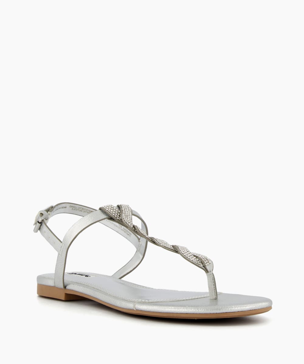 Silver t cheap bar sandals