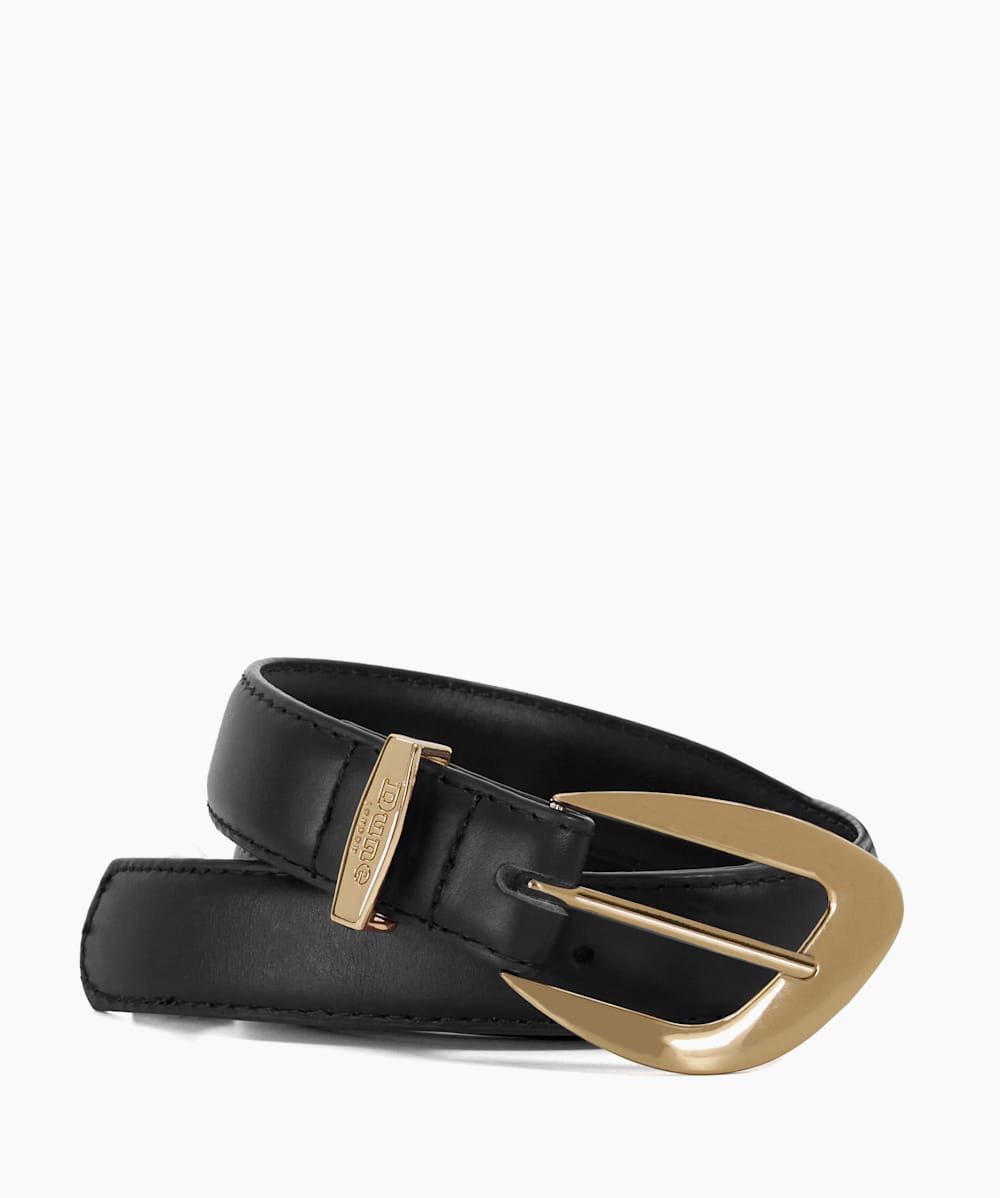 Womens black leather belt gold buckle discount