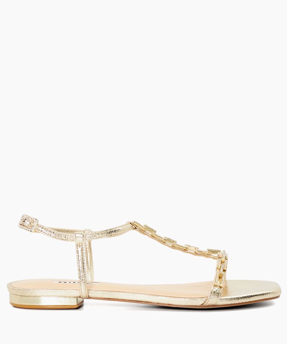 Dune gold flat sandals top