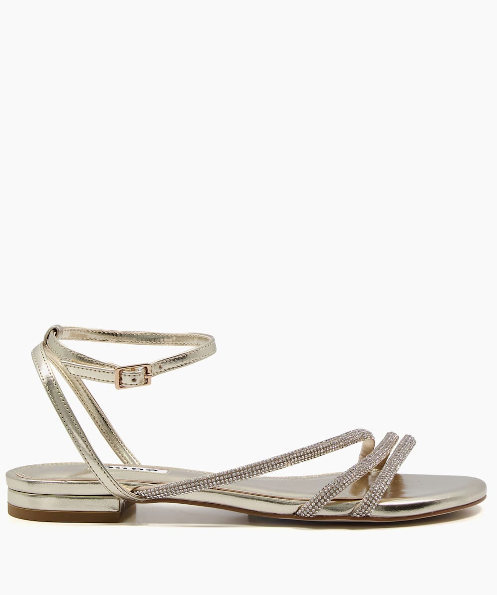 Novell Gold Diamante Strap Sandals Dune London