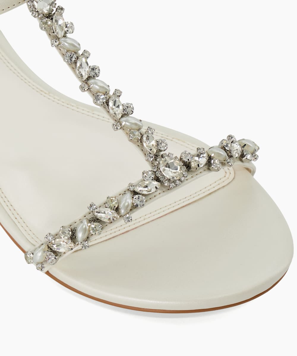 Beige jewel embellished flat sandals shop