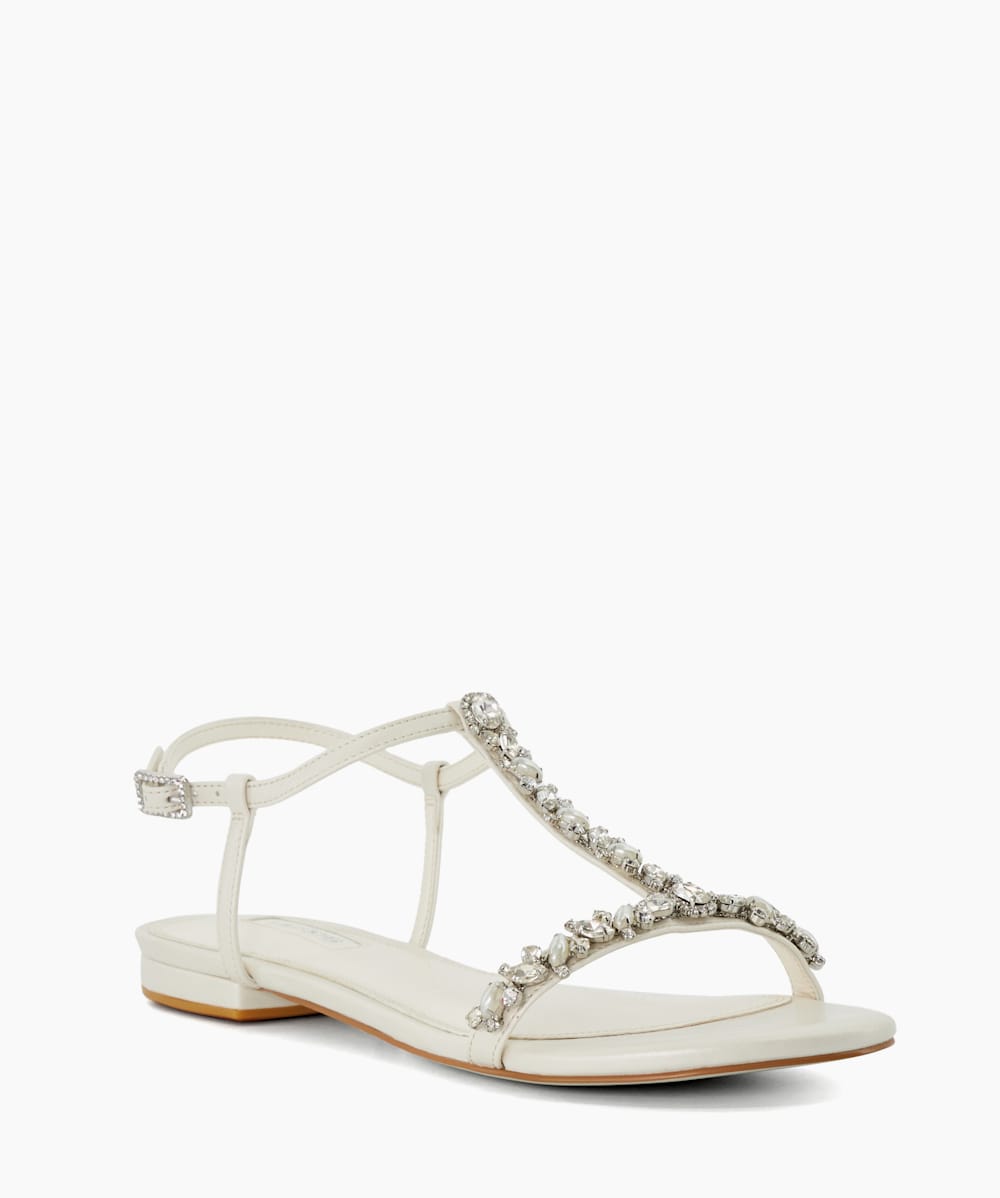 Ivory flat sandals for wedding 2025