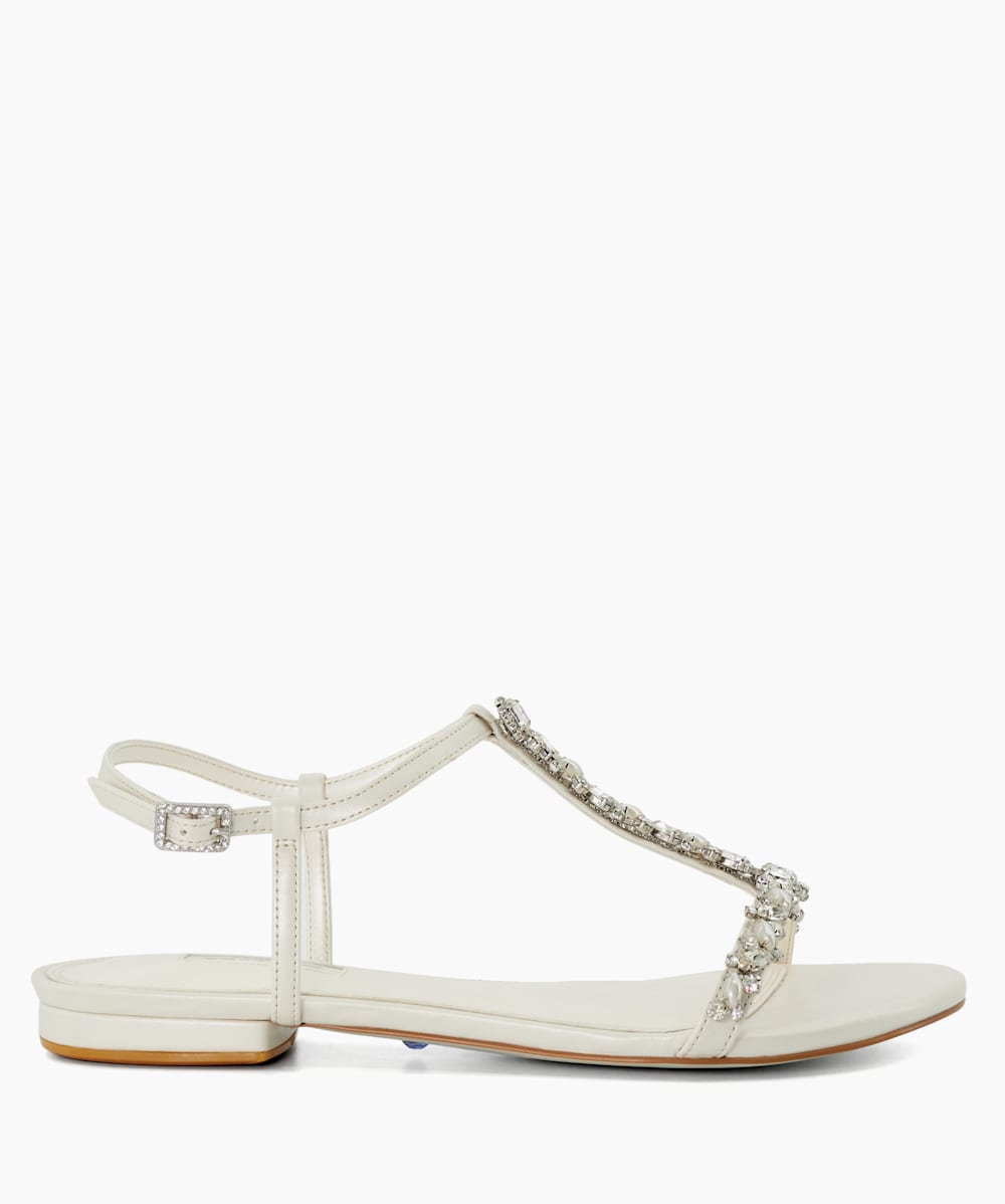 White jeweled flat sandals deals