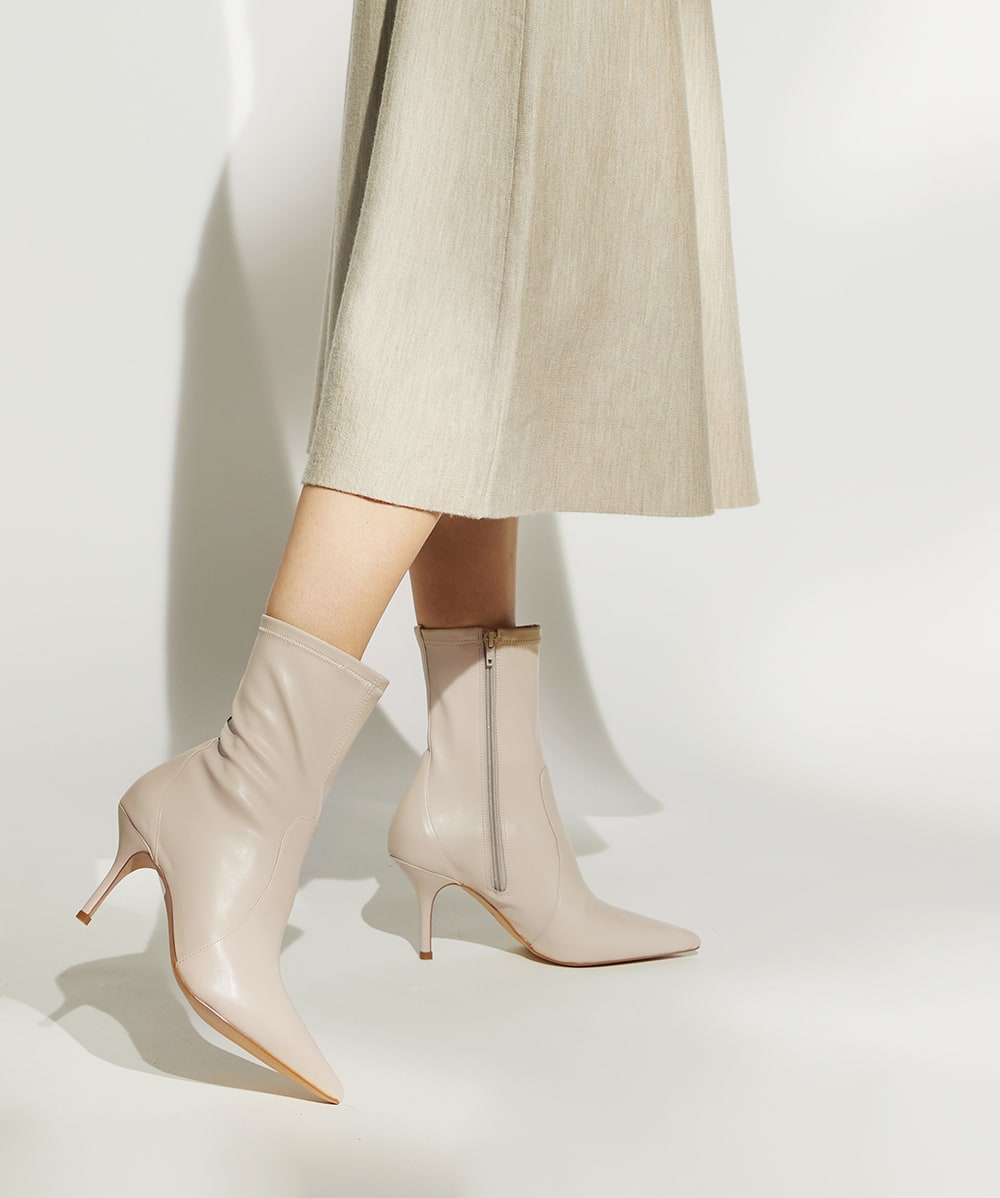 Object Cream Stiletto Heel Sock Boots Dune London