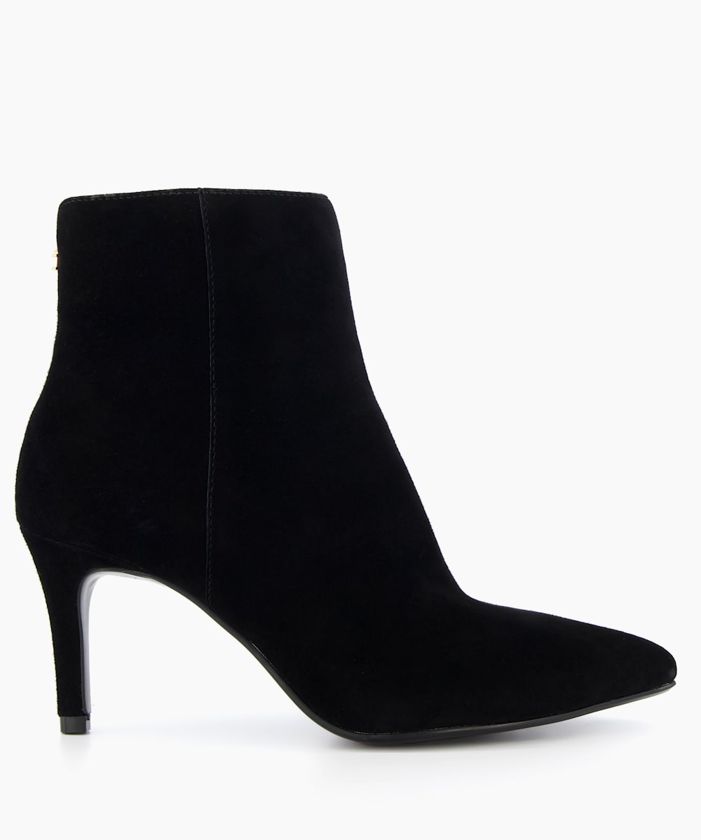 Obsessive 2 Black Suede Mid Heel Ankle Boots Dune London