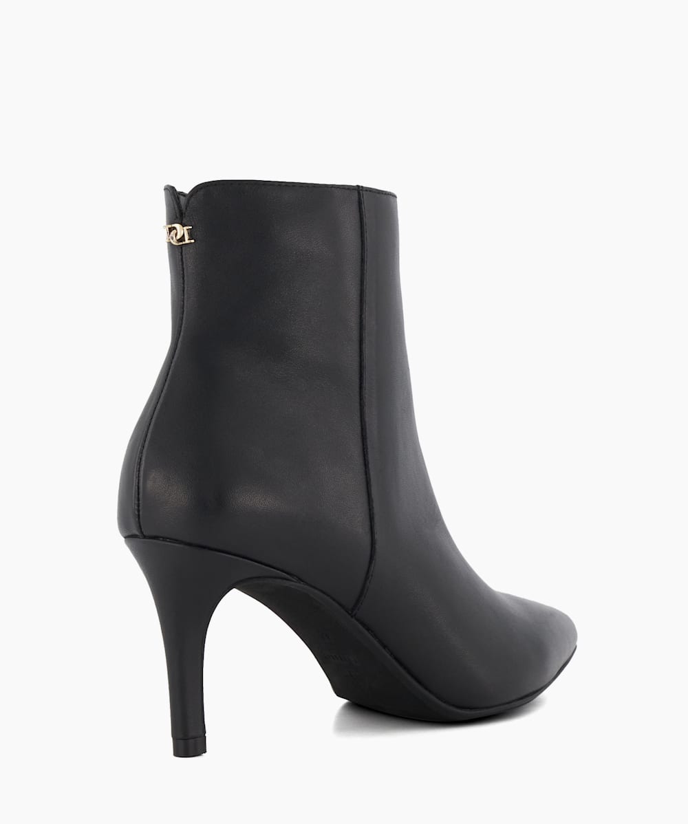 Obsessive 2 Black Leather Heeled Ankle Boots Dune London