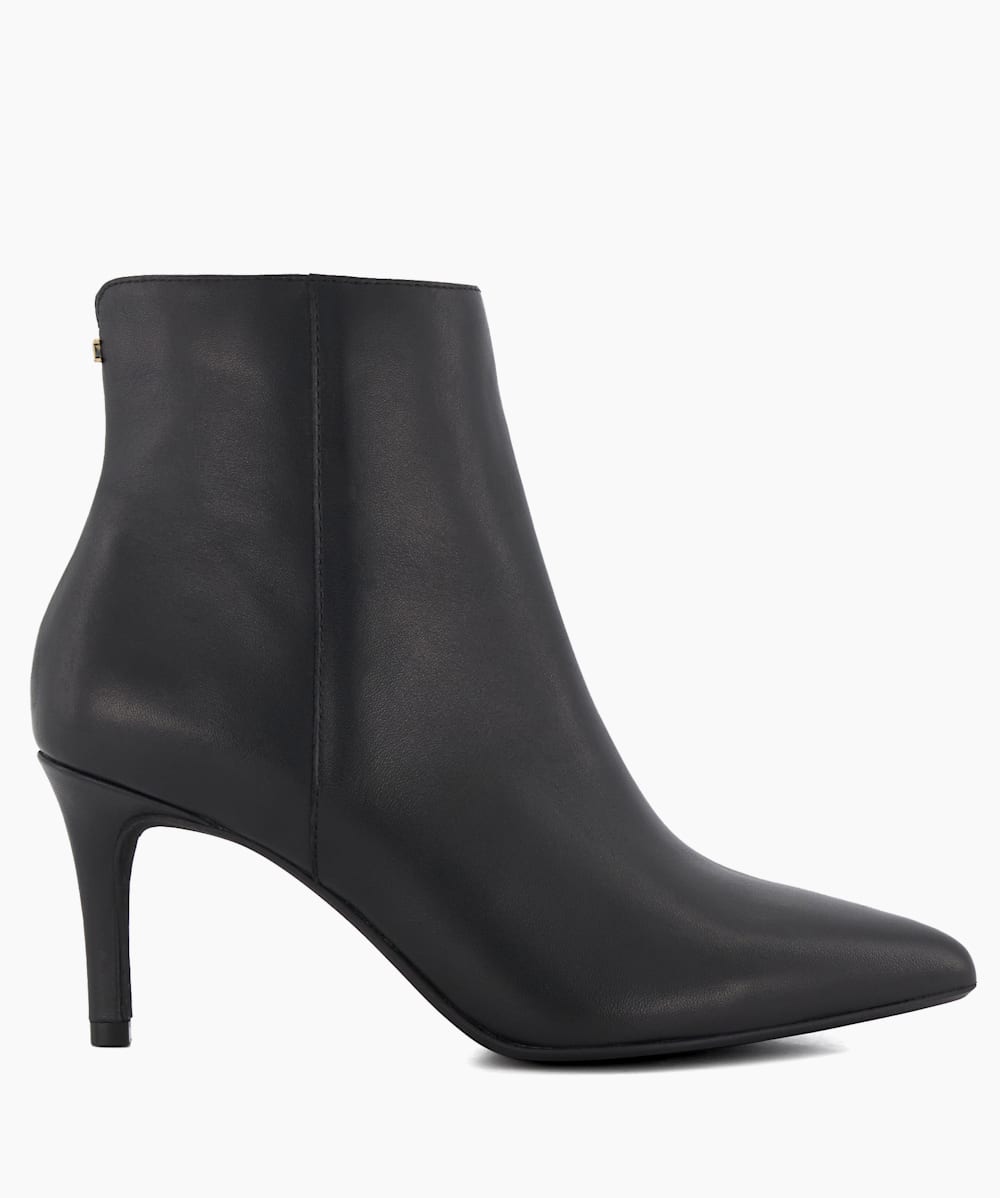 Black leather stiletto booties cheap