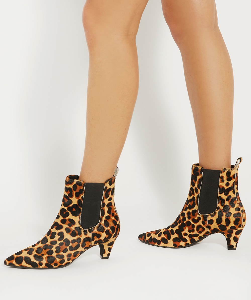 Obvious Leopard Statement Mid Heel Chelsea Ankle Boots Dune London