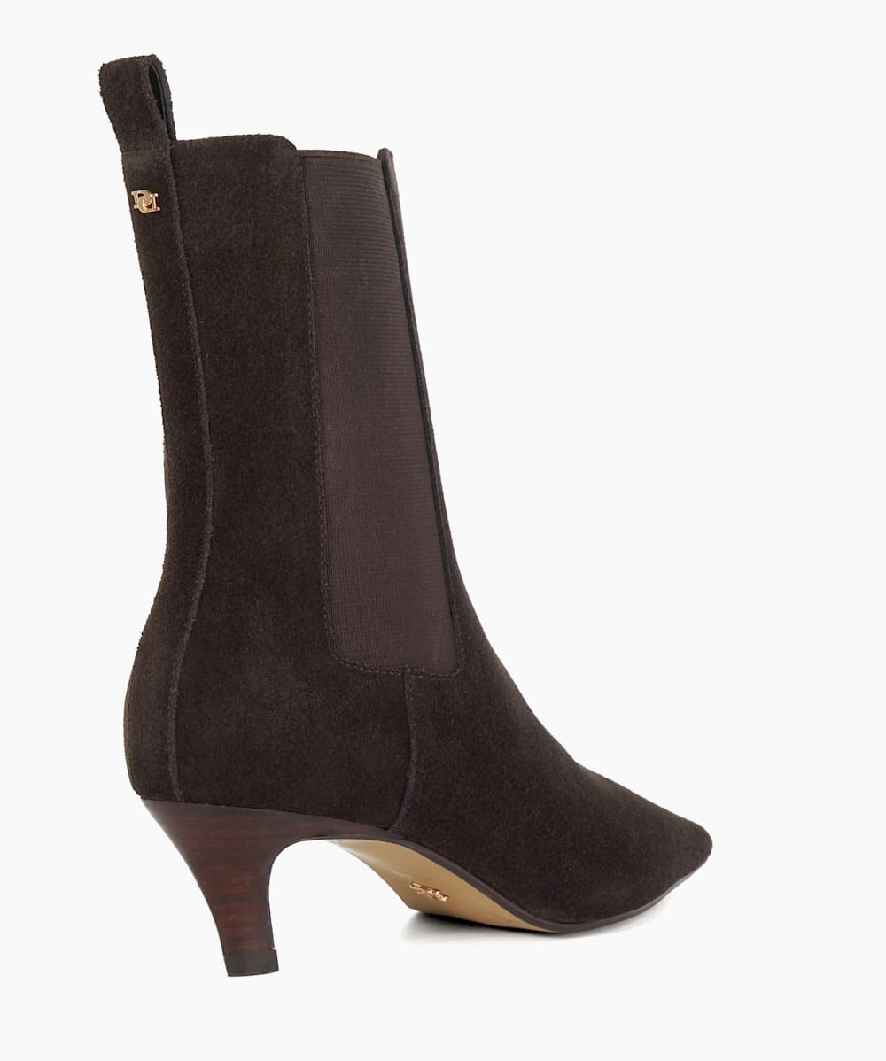 Brown suede kitten heel boots new arrivals