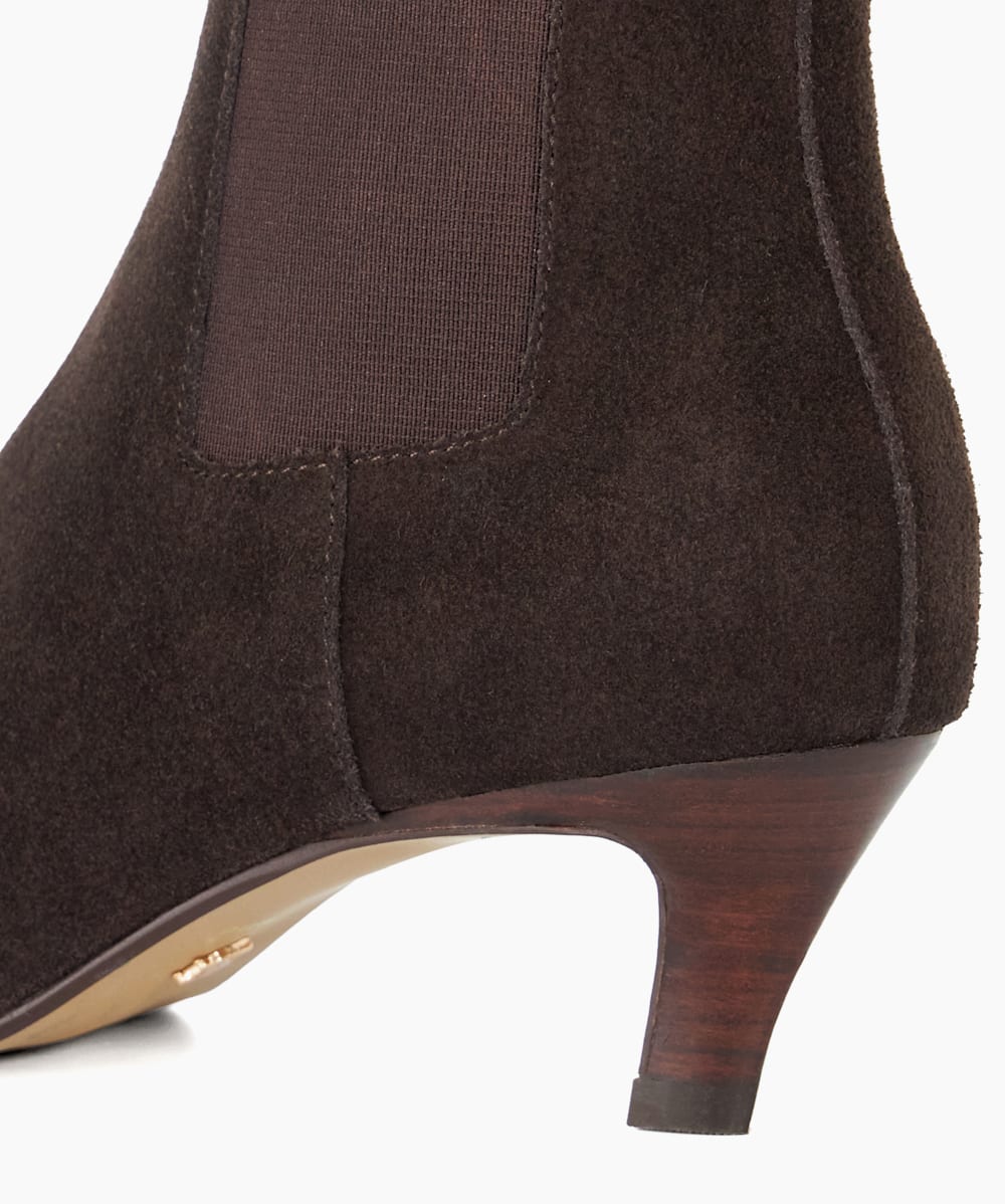 Brown kitten heel ankle boots sales