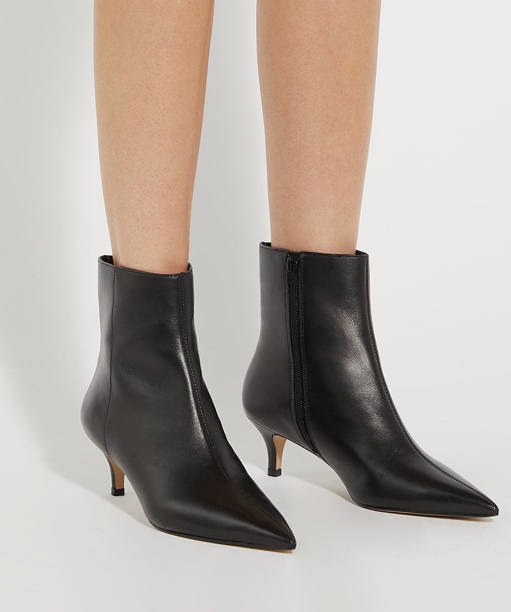Pointed black heel boots hot sale