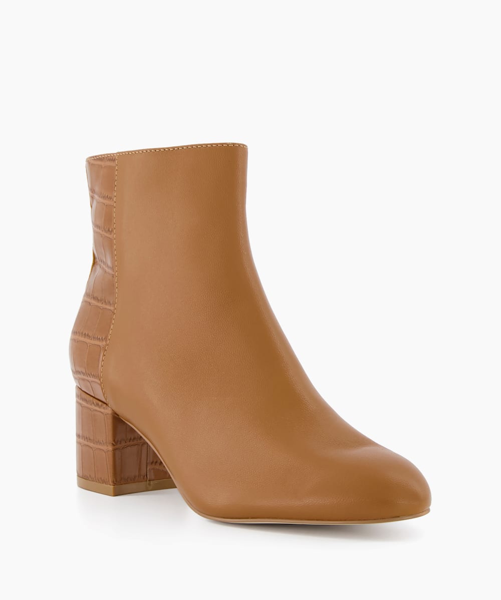 Camel block top heel boots