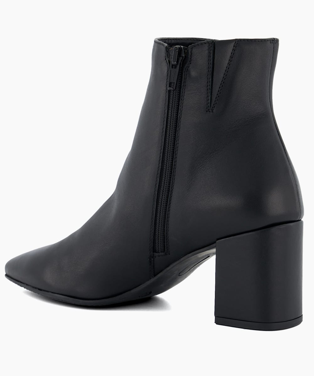 Olexa Black Block Heeled Leather Ankle Boots Dune London