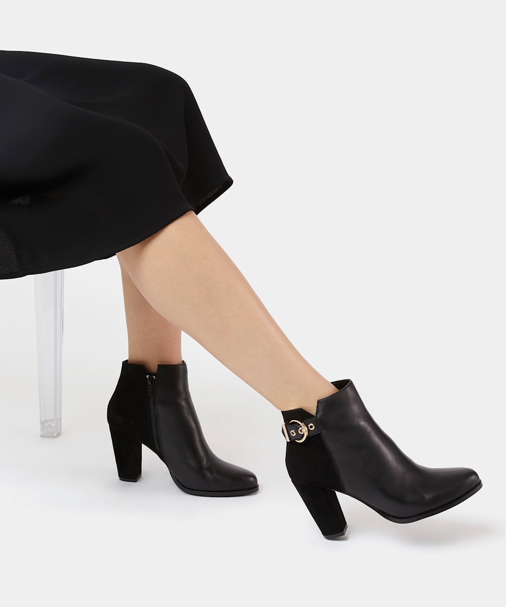 Black ankle boots with gold hotsell block heel