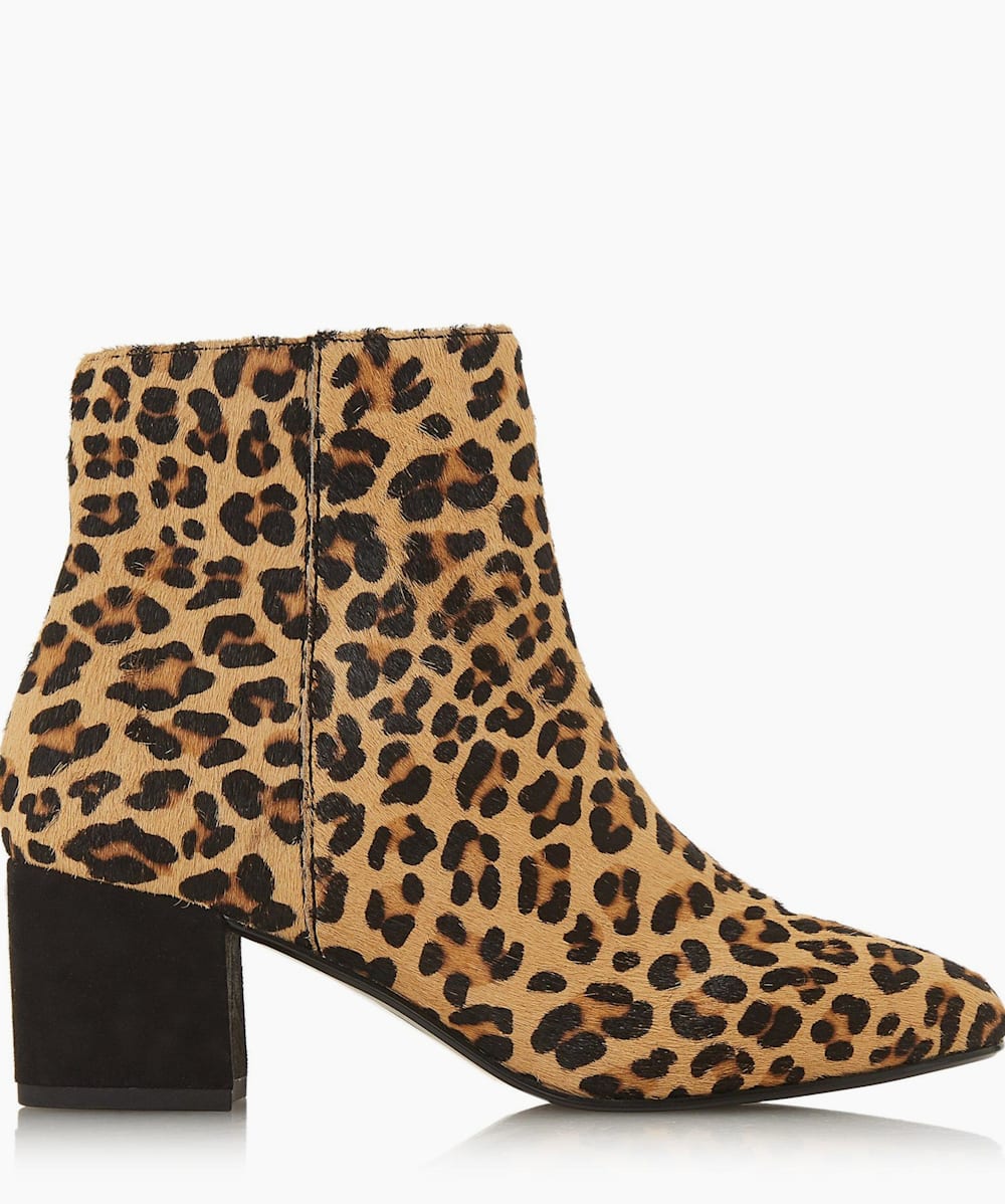 Leopard heel ankle boots top