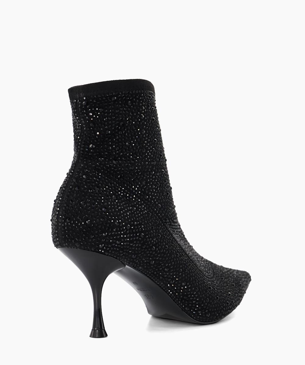 Onslowe Black Diamante Heeled Ankle Boots Dune London