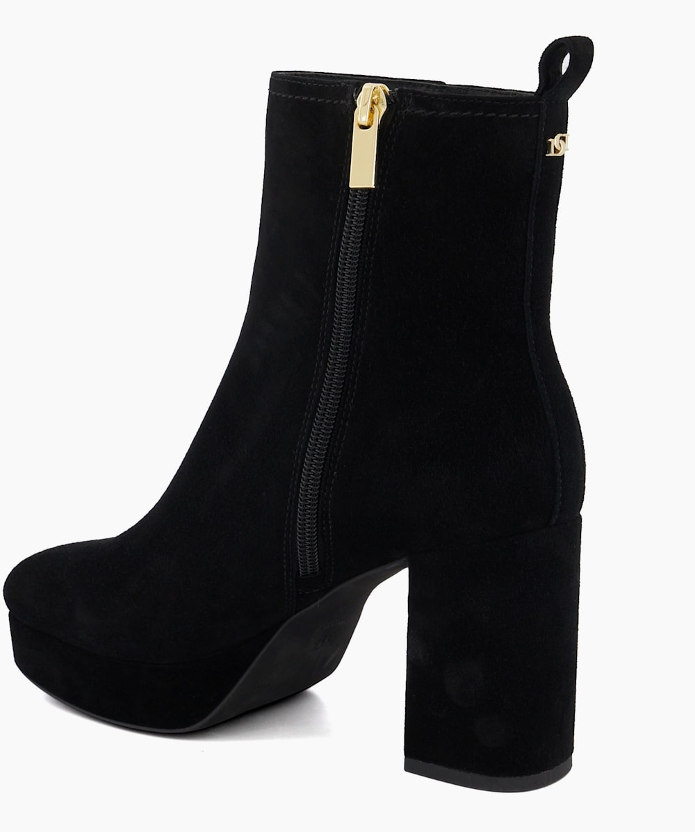Black suede platform ankle boots best sale