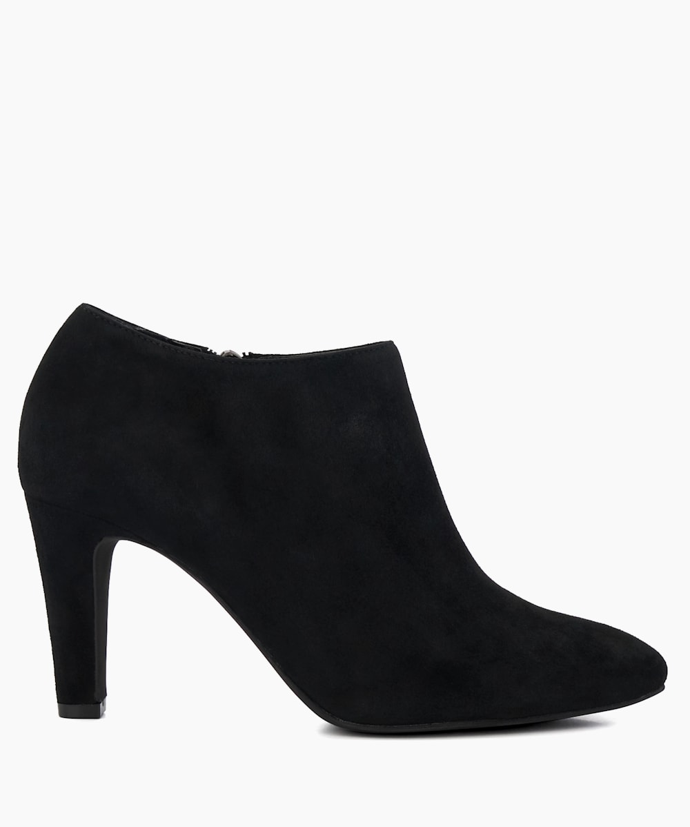 Opinion Black Heeled Suede Black Ankle Boots Dune London