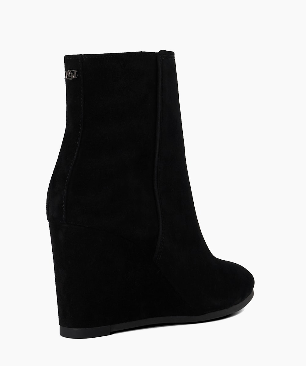 Black suede wedges new arrivals ankle boots