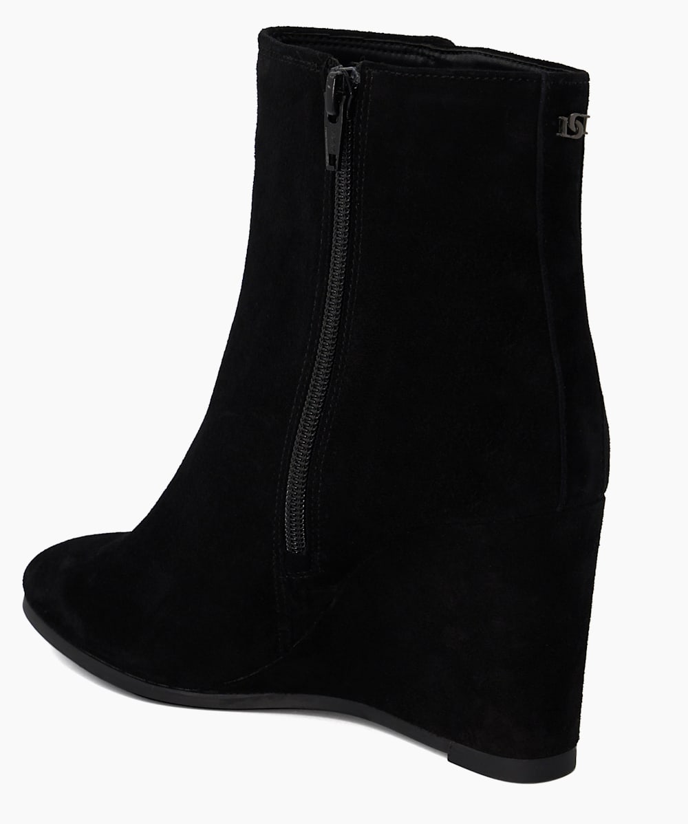 Black suede wedge heel boots online