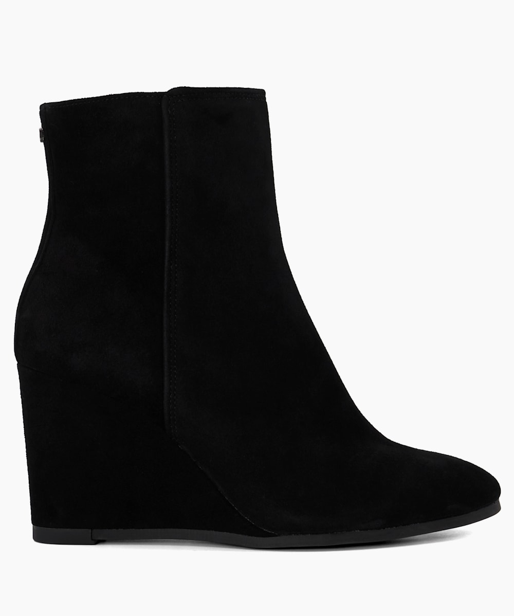 Optimism Black Black Suede Wedge Ankle Boots Dune London