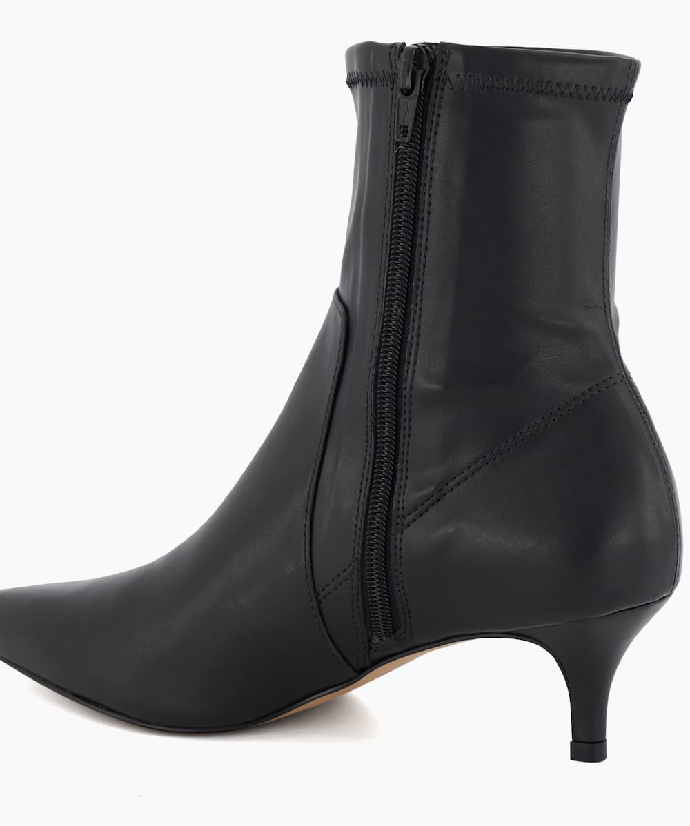 Origami Black Kitten Heel Leather Ankle Stretch Boots Dune London