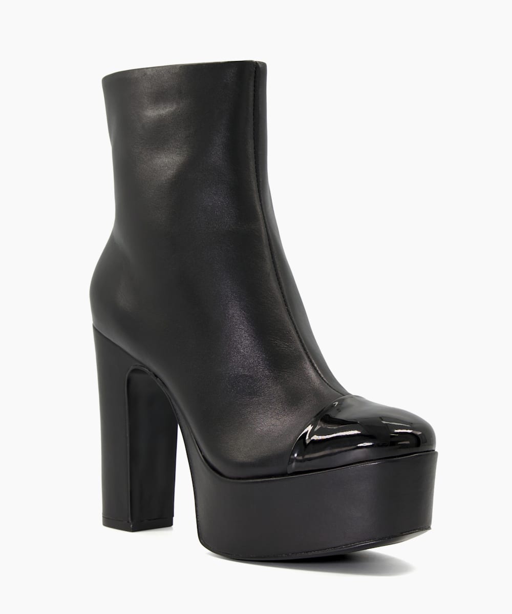 Black leather platform booties deals