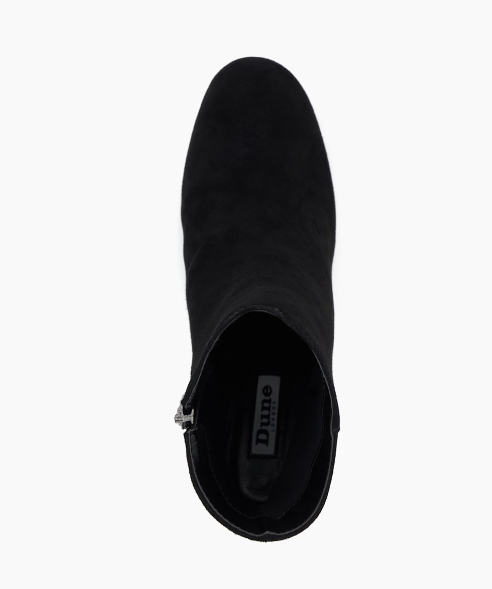 Ottack Black Suede Block Heel Ankle Boots Dune London