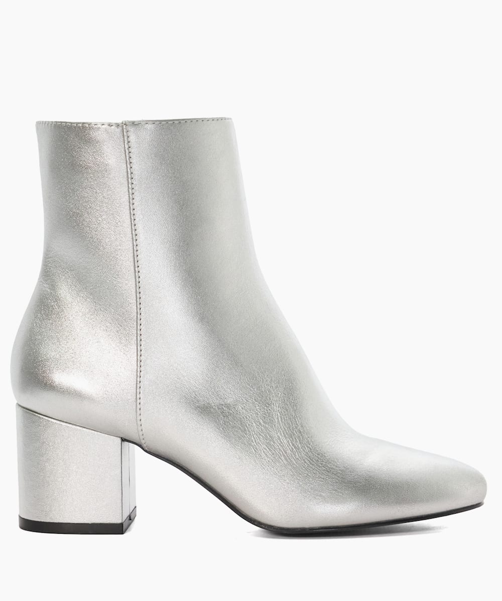 Silver block heel ankle boots cheap