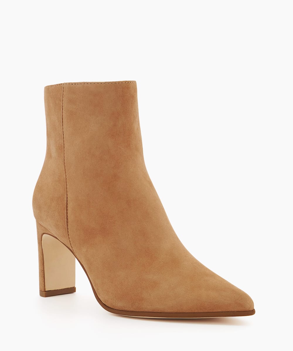 Camel pointed cheap toe booties