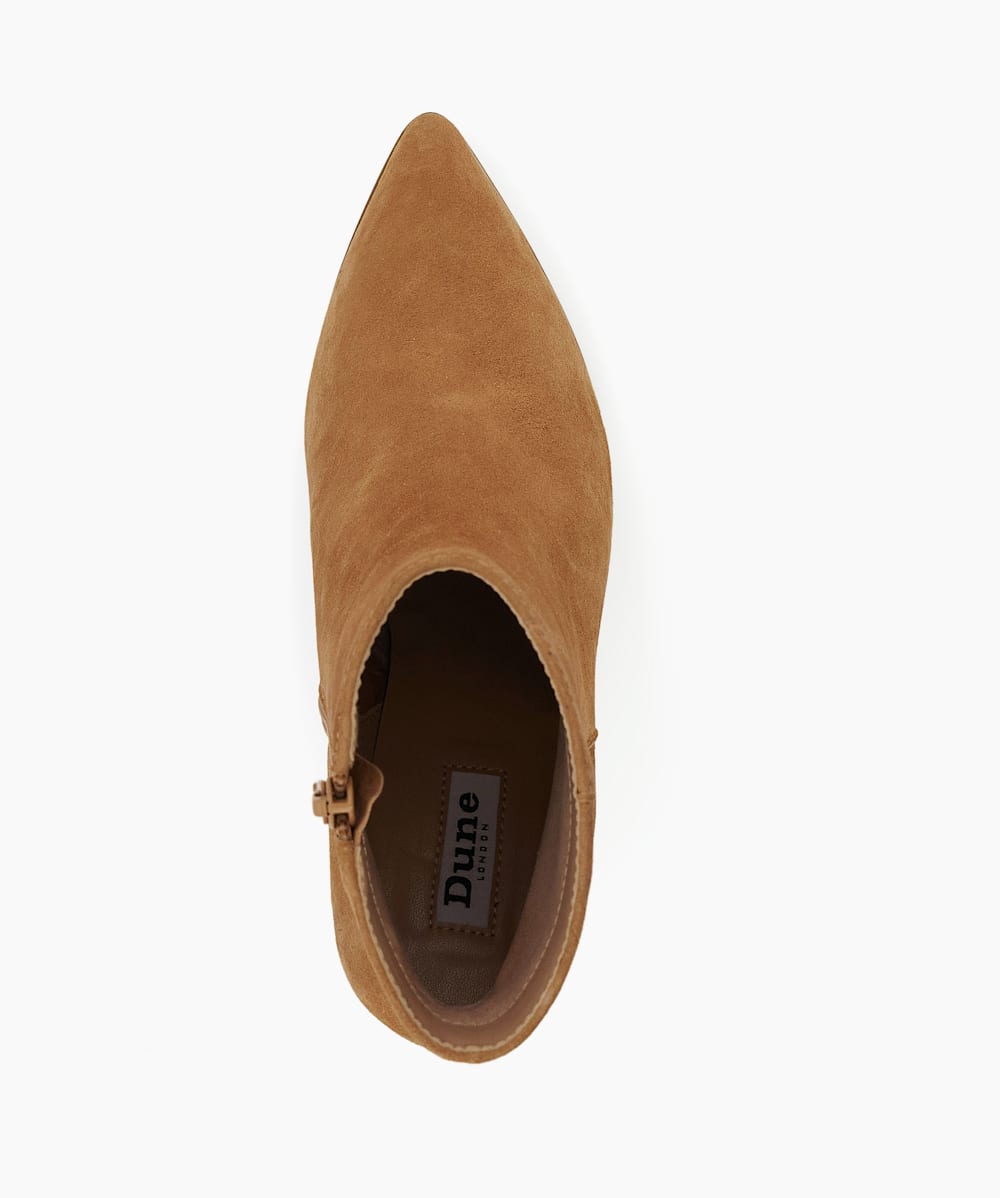 Ottaly Camel Suede Block Heeled Ankle Boots Dune London