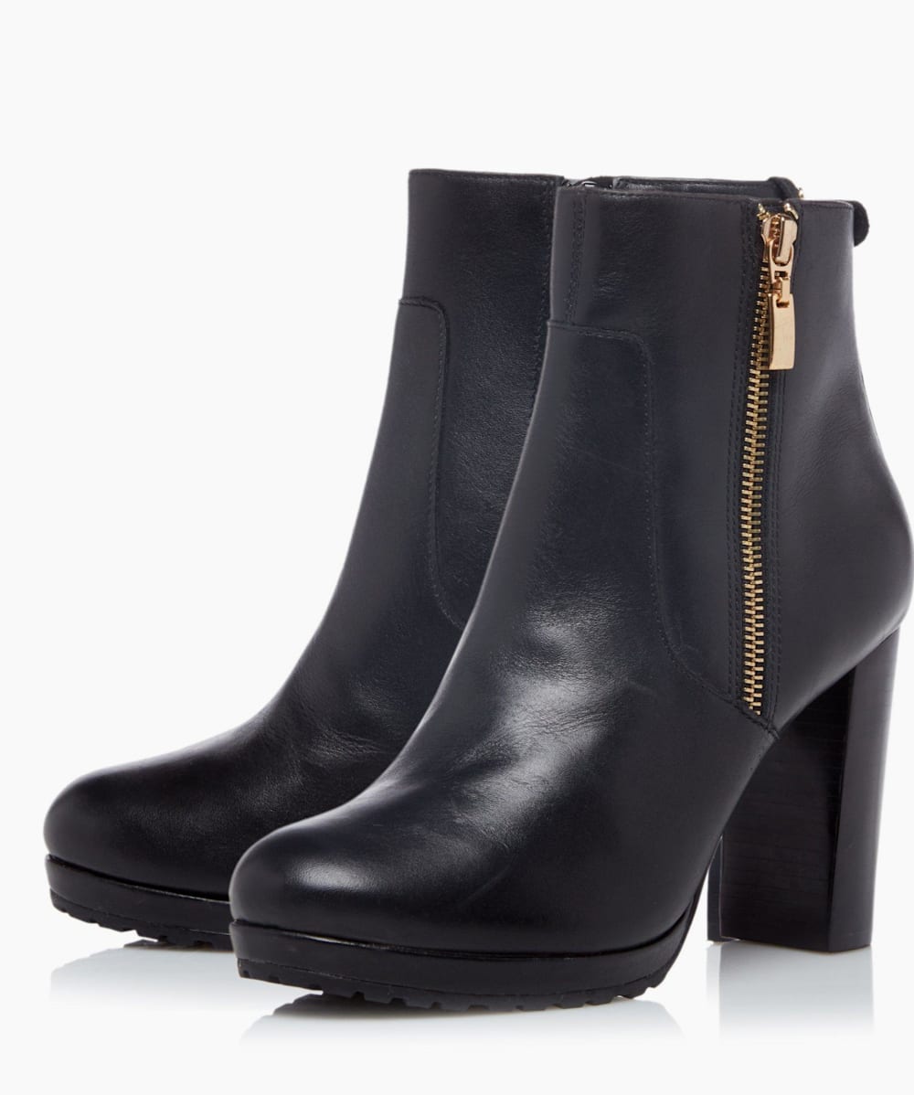 Otylia Black Side Zip Platform Ankle Boots Dune London