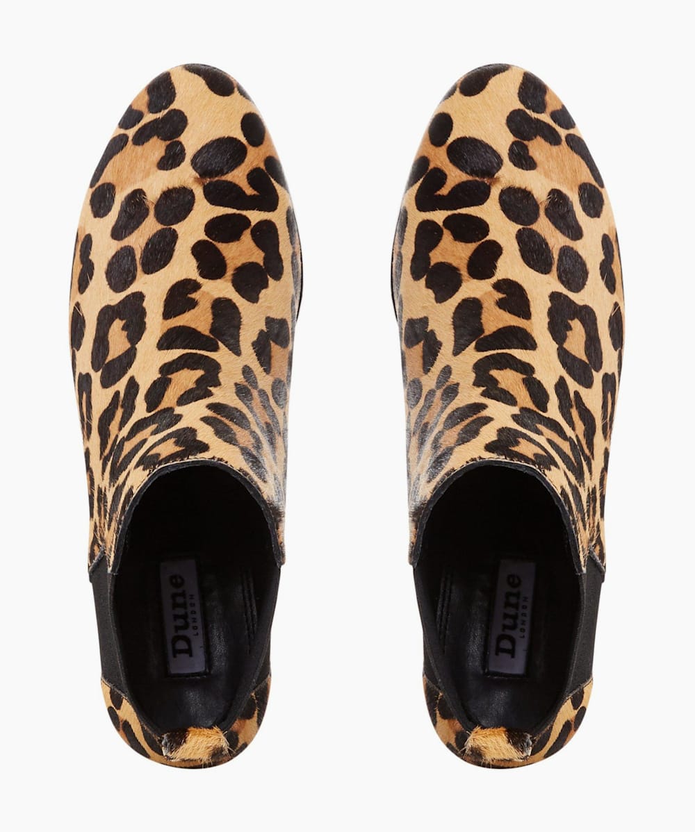 Ozzi Leopard Block Heel Chelsea Ankle Boots Dune London