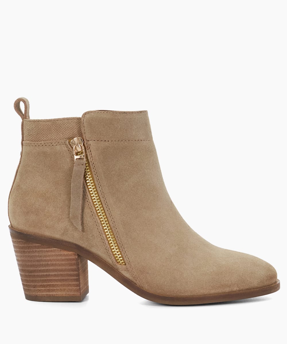 Paicing Taupe Block Heel Side Zip Boots Dune London
