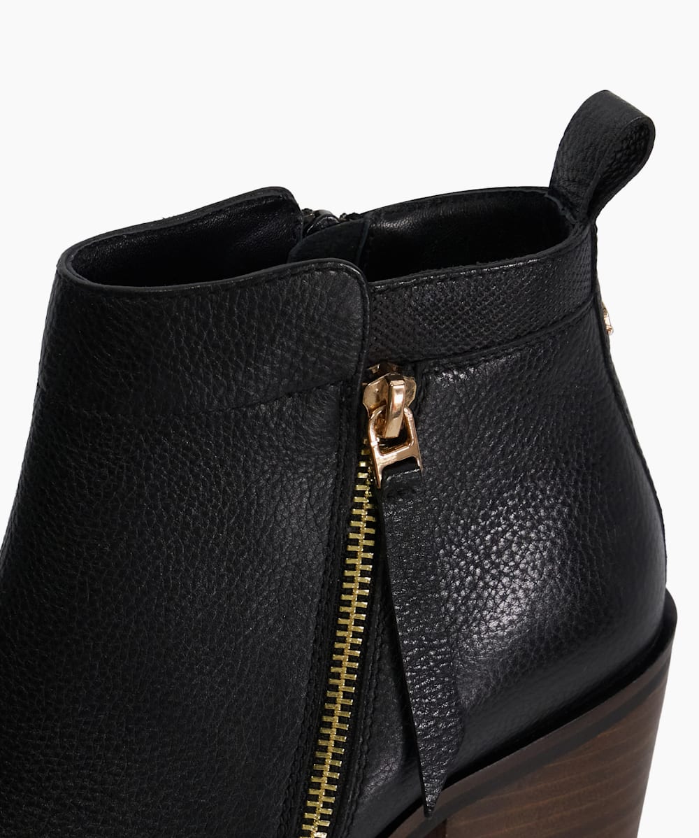 Paicing Black Block Heel Side Zip Boots Dune London