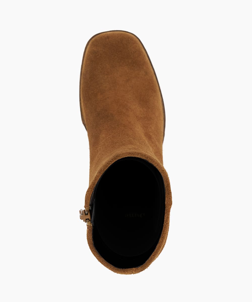 Pallet Dark Tan Suede Platform Ankle Boots Dune London